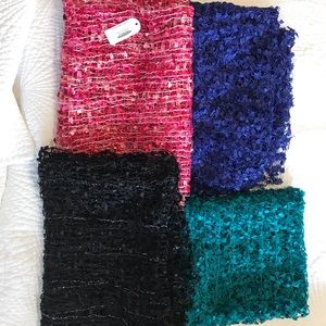 Lot of four confetti ribbon infinity scarves